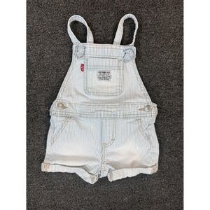 Levi's Shortall Overalls Baby 12M Blue White Hickory Stripe Excellent Denim